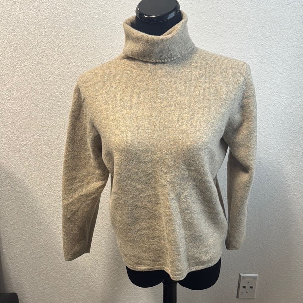 Uniqlo Tan Cowl Neck 100% Wool Sweater